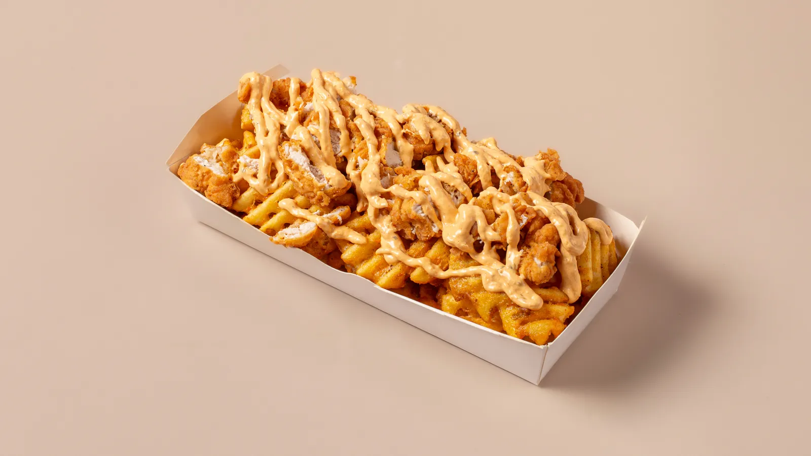 Waffle Fries Taz Sauce & Crispy Chicken